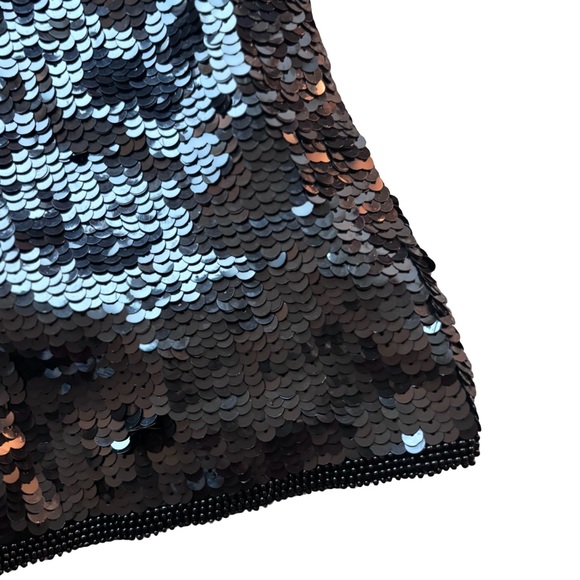 ♣️Vintage Black Silk Sequined High-Waisted Shorts, Size Medium - Picture 7 of 10